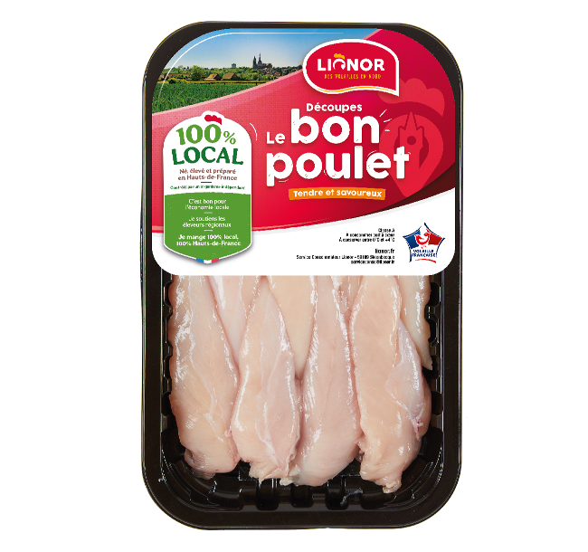 Barquette d'aiguillettes de poulet marque Lionor