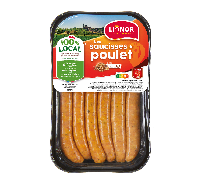 Barquette de 6 saucisses de poulet saveur Kebab